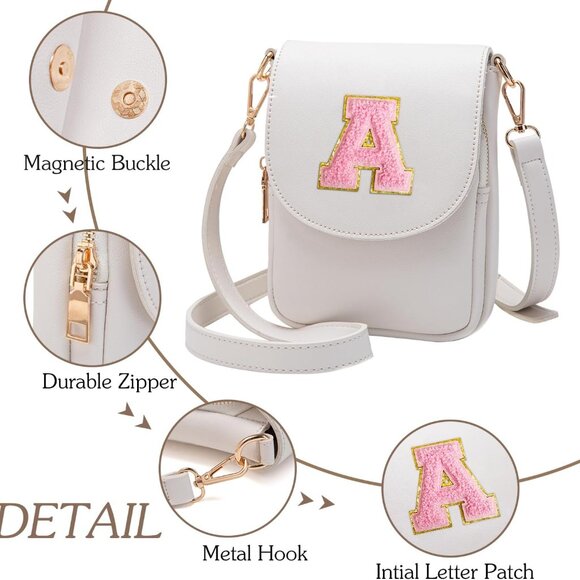 Elegant Adjustable Crossbody Purse with Initial Design - Lightweight & Durable - Picture 5 of 6